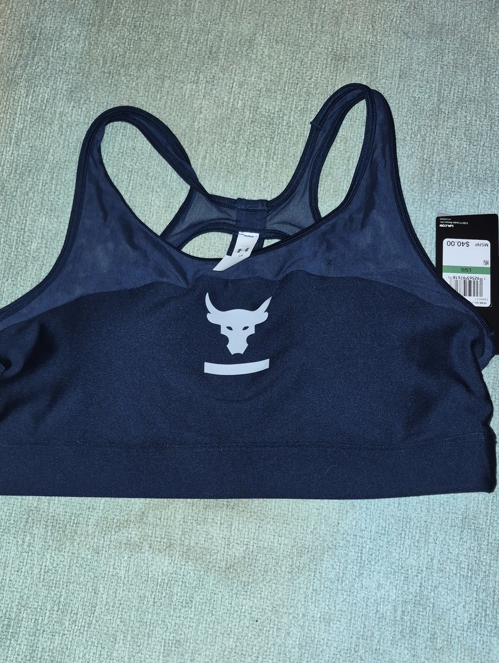 Under Armour Black Racerback Sports Bra with Project Rock Logo